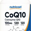 Nutricost CoQ10 100mg, 120 Vegetarian Capsules, 120 Servings - High Absorption, Vegetarian, Non-GMO, Coenzyme Q10 120 Count (Pack of 1) 9 61O66eN5x1L