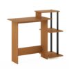 Furinno Efficient Home Laptop Notebook Computer Desk with Square Shelves, Light Cherry/Black Plastic Poles-Square Side
