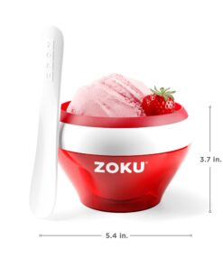 ZOKU Ice Cream Maker, Compact Make and Serve Bowl with Stainless Steel Freezer Core Creates Soft Serve, Frozen Yogurt, Ice Cream and More in Minutes, BPA-free, Red 8 61O7N q6 L