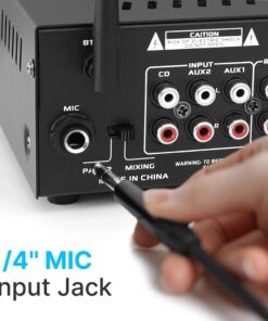 Pyle Home Home Audio Power Amplifier System with Bluetooth - 2X120W Mini Dual Channel Mixer Sound Stereo Receiver Box w/ RCA, AUX, Mic Input - For Amplified Speakers, PA, Theater, Studio Use -PTA4 24 61O81p0gzVL