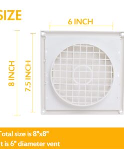 Alternative view of 6'' Dryer Vent Cover Outdoor, Dryer Louver Vent Cover for Exterior Wall (Total Unit Size 8 Inches x 8 Inches) 1 Plastic
