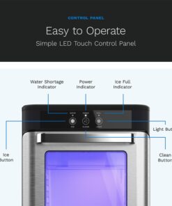 hOmeLabs Countertop Nugget Ice Maker - Stainless Steel with Touch Screen - Portable and Compact - Chewable Nugget Ice Machine - Produces Up to 44lb of Ice Per Day Nugget Ice Maker (Premium) 23 61OB2YRAoDL
