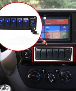 Switchtec 2 3 5 7 Gang Rocker Switch Aluminum Panel with 4.8 Amps Dual USB Rocker Style Fast Charger with Voltmeter, Blue Backlit Led, Pre-Wired for Marine, Boat, Car, Truck 19 61OFWL20UL