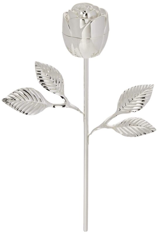 Catalog 1 Elegance Long Stem Rose Ring Holder, 9", Silver