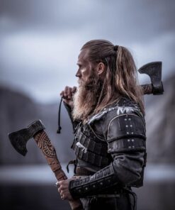 AX-7000 Custom Gift Forged Carbon Steel Viking Axe with Rose Wood Shaft, Tracker Knife Included (0019) 13 61ONBzt40eL