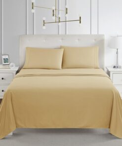 Nestl Queen Sheet Set - 4 Piece Bed Sheets for Queen Size Bed, Double Brushed Queen Size Sheets, Hotel Luxury Camel Gold Sheets, Extra Soft Bedding Sheets & Pillowcases 17 61OQTCibj6L