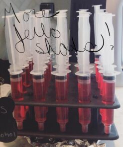 EZ-Inject 25 Pack (1oz) Jello Shot Syringes Combo with Tray/Racking Stand - 100% Safe & Reusable Plastic Syringes for Jello Shots - Small Syringe Shots Holiday and Halloween Party Supplies for Adults 39 61OR3g2BYdL