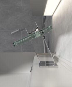 BWE Waterfall Bathroom Faucet Chrome Glass Spout Bathtub Sink Faucets with Supply Lines Single Handle Single Hole Modern Lavatory Vanity Bath Mixer Tap 27 61ORbFGUAjL