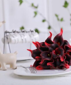 Alternative view of Luyue 20 Pcs Fake Calla Lily Artificial Flowers Bridal Wedding Bouquet Latex Real Touch Flower Home Kitchen Office Decor-Brick Red Brick Red