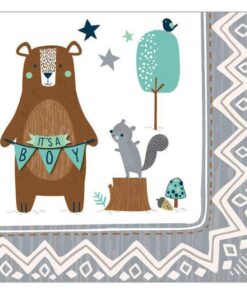It's a Boy Woodland Baby Shower Paper Dessert Plates and Paper Napkins, 16 Servings, Bundle- 3 Items 5 61OVHuwVAhL
