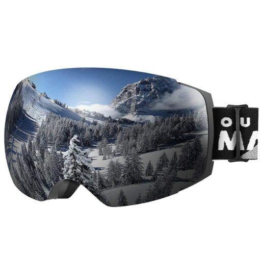 OutdoorMaster Ski Goggles PRO - Frameless, Interchangeable Lens 100% UV400 Protection Snow Goggles for Men & Women A0-blackframe Revosilverlens Vlt10%