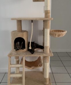 Go Pet Club Classic Cat Tree, Faux Fur Finish, Sisal Rope Scratcher, 62"H, Beige 54 61OWB3FJ9KL