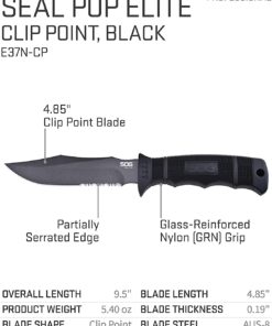 SOG Fixed Blade Knives with Sheath - SEAL Pup Tactical Knife, Survival Knife and Hunting Knife w/ 4.75 Inch Blade and Knife Sheath SEAL Pup - Nylon Sheath 43 61OWkxyZ6wL