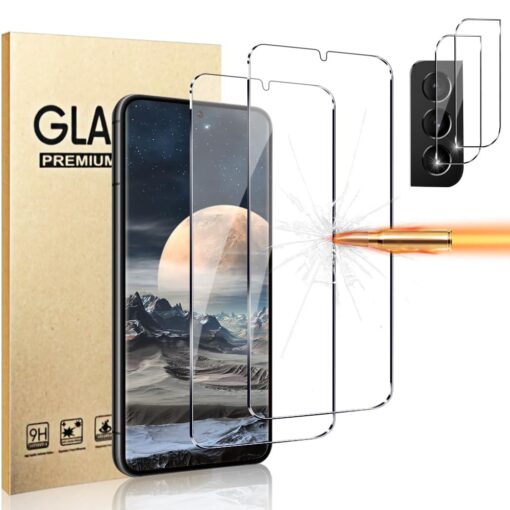 [2+2 Pack] Galaxy S22 Plus Screen Protector with Camera Lens Protector, 9H Tempered Glass,Fingerprint Support,HD Scratch Resistant Glass Film, for Samsung Galaxy S22 Plus 5G Screen Protector 6.6 Inch