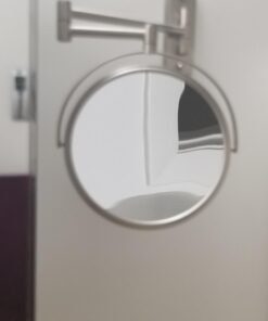 JERDON Two-Sided Wall-Mounted Makeup Mirror - Makeup Mirror with 5X Magnification & Wall-Mount Arm - 8-Inch Diameter Mirror with Nickel Finish Wall Mount - Model JP7506N 40 61OXztej UL 2