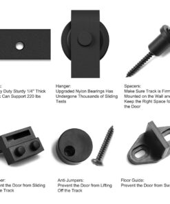 SMARTSTANDARD 8 Feet Heavy Duty Sturdy Sliding Barn Door Hardware Kit -Smoothly and Quietly -Easy to Install -Includes Step-by-Step Installation Instruction Fit 48" Wide Door Panel (J Shape Hanger) 30 61OZ8jLSJ L