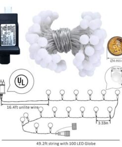 Alternative view of RaThun Globe String Lights 49 Feet 100 led,8 Modes Fairy Plug in Indoor String Lights for Bedroom,Classroom,Outdoor, Patio,Garden,Party,Wedding-Warm White 49.2ft string lights plug in