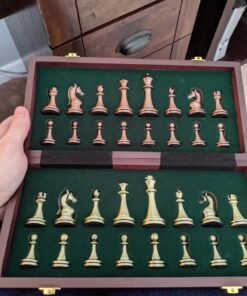 Agirlgle Retro Metal Chess Set with Folding Wooden Chess Board and Classic Handmade Standard Pieces Metal Chess Set for Kids Adult 57 61OecCmA2HL
