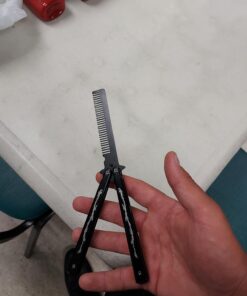 Funtuan Dragon Totem Stainless Steel Practice Butterfly Knife Trainer and Comb Knife Trainer (Black) 40 61Of04ozsKL