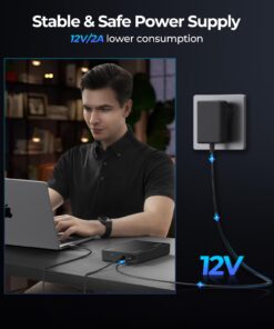 ORICO USB 3.0 External Hard Drive Enclosure for 3.5/2.5 Inch SATA Hard Drives/SSD Up to 20 TB, 3.5'' Tool-Free HDD Enclosure with 12V/2A Power Supply and UASP Acceleration (3588US3) ORICO 3588US3-CA-BK 26 61OgAGhN8L