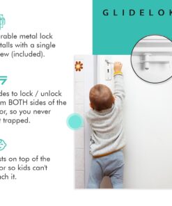 3 Pack - GlideLok Child Safety Door Top Lock Made of Durable Metal (Not Cheap Plastic Like Other Models) | for Childproofing Interior/Exterior Doors | Adults Can Operate Lock from Both Sides Pack of 3 28 61Okz9XoL