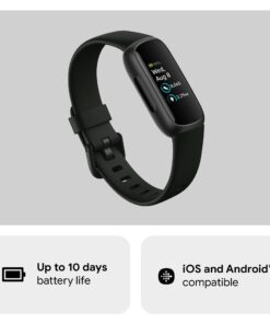Fitbit Inspire 3 Health &-Fitness-Tracker with Stress Management, Workout Intensity, Sleep Tracking, 24/7 Heart Rate and more, Midnight Zen/Black One Size (S & L Bands Included) Black/Midnight Zen Tracker 22 61OlrzEd64L