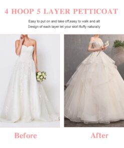 Crinoline Petticoat for Women 4 Hoop Skirt 5 Ruffles Layers Ball Gown Underskirt Half Slips for Wedding Dress Small White 14 61Omq7zY8TL