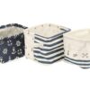 Orino Waterproof Nursery Nautical Fabric Small Storage Baskets Beach Anchor Theme Collapsible Portable Storage Bins with Handle for Cloth, Toys, Books, Sundries, Set of 3 Navy Blue Style 11 61On6R8g9KL