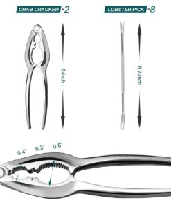 Alternative view of HIWARE Lobster Crackers and Picks Set, 10-Piece Crab Leg Cracker Tools - Stainless Steel Seafood Crackers & Forks Nut Cracker Set - Dishwasher Safe