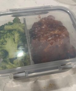 JoyJolt Divided Food Storage Containers with Lids Airtight. 5 Pack Glass Meal Prep Containers 2 Compartment Set Glass Bento Box. Reusable Food Containers, Portion Control Containers for Weight Loss Gray 49 61OpQyd7khL