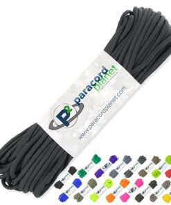 Paracord Planet 100' Hanks Parachute 550 Cord Type III 7 Strand Paracord Top 40 Most Popular Colors (Black) Black