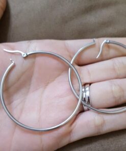 Amazon Essentials Stainless Steel Rounded Tube Hoop Earrings (50mm) 50 mm 20 61OsnojeDNL