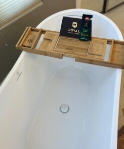 ROYAL CRAFT WOOD Luxury Bathtub Caddy Tray, One or Two Person Bath and Bed Tray, Bonus Free Soap Holder (Natural Bamboo Color) (Natural) Natural (Classic) 34 61OwSAUwcVL