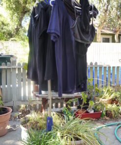 Household Essentials 5009-1 Collapsible Portable Indoor Tripod Clothes Drying Rack for Hanging Laundry | Silver and Blue Medium 39 61Owrids3yL