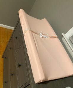TILLYOU Changing Pad Cover Set in Soft Jersey Material - Fits 32"/34''x16" Contoured Pad for Babies,Peachy Pink & Lt Gray 2 Piece Assortment 2-pack Peachy Pink & Lt Gray 38 61OyzReP8OL