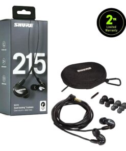 Shure SE215 PRO Wired Earbuds - Professional Sound Isolating Earphones, Clear Sound & Deep Bass, Single Dynamic MicroDriver, Secure Fit In Ear Monitor, plus Carrying Case & Fit Kit - Black (SE215-K) 3.5mm Cable 22 61P0Q9e2ghL