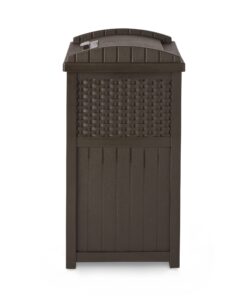 Alternative view of Suncast 33 Gallon Hideaway Can Resin Outdoor Trash with Lid Use in Backyard, Deck, or Patio, 33-Gallon, Brown