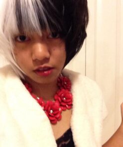 MapofBeauty Mixed Color Short Straight Cosplay Costume Wig (Black/White) 23 61P216oANtL