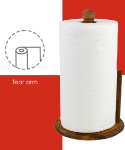 Home Basics Pine Countertop Paper Towel Holder Rustic Kitchen Paper Towels Holder | with Tear-Arm and Rounded Base for Stability 14 61P3Z9N8rmL