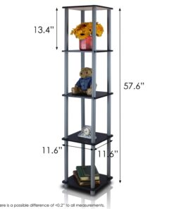 FURINNO Turn-N-Tube 5-Tier Corner Square Rack Display Shelf, Round, Espresso/Black Round Tube 25 61P3c3zNeFL