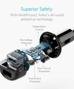 Anker 24W 4.8A Car Charger, 2-Port Ultra-Compact PowerDrive 2 Elite with PowerIQ Technology and LED for iPhone XS/Max/XR/X/8/7/6/Plus, iPad Pro/Air/Mini, Galaxy Note/S Series, LG, Nexus, HTC, and More Black 44 61P5jNiyPL