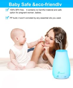 Diffuserlove Essential Oil Diffusers 200ML Remote Control Ultrasonic Mist Humidifiers BPA-Free Aromatherapy Diffuser with 7 Color Lights, Auto Shut-Off for Bedroom Office Kitchen White 27 61P6tL6T dS