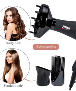 JINRI Infrared Professional Salon Hair Dryer Ionic Hair Dryer with Diffuser & Concentrator Attachments for Curly Hair, Black (Large) 28 61P7MU6 FxL 3