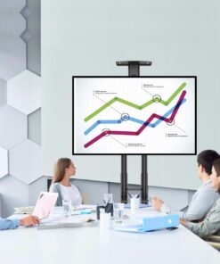 PERLESMITH Rolling/Mobile TV Cart with Wheels for 32-82 Inch LCD LED 4K Flat Screen TVs - TV Floor Stand with Shelf Holds Up to 100 lbs, Height Adjustable Trolley Max VESA 600x400mm- PSTVMC05 30 61P9IymJWpL