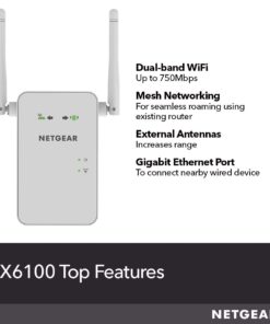 NETGEAR WiFi Mesh Range Extender EX6100 - Coverage up to 1000 sq.ft. and 15 devices with AC750 Dual Band Wireless Signal Booster & Repeater (up to 750Mbps speed), plus Mesh Smart Roaming AC750 WiFi 28 61PAN6O0hCL 1