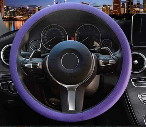 Steering Wheel Cover Auto Car Silicone Great Grip Anti-Slip Steering Cover Diameter 36-38cm/14-15inch (Purple) Purple