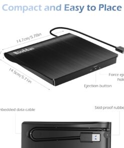 Rioddas External CD/DVD Drive for Laptop USB 3.0 CD/DVD Player Portable +/-RW Burner CD ROM Reader Rewriter Writer Disk Duplicator Compatible with Laptop Desktop PC Windows Apple Mac Pro Macbook Linux USB 3.0 USB-A 29 61PFhKCyspL