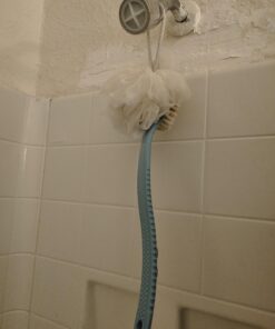 Shower Body Brush with Bristles and Loofah,Back Scrubber Bath Mesh Sponge with Curved Long Handle for Skin Exfoliating Bath, Massage Bristles Suitable for Wet or Dry, Men and Women (Blue) 30 61PGkXdP DL