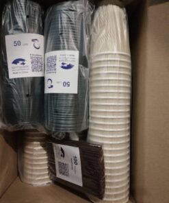 SPRINGPACK Disposable Paper Coffee Cups with Lids, 100 pack 12 oz Ripple Wall Insulated To Go Coffee Cups for Hot/Cold Beverage, Recyclable Takeaway Drinking Cups for Home Office Cafe Party 41 61PHM4SpGuL