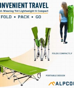 Alternative view of Alpcour Folding Camping Cot – Deluxe Collapsible Single Person Bed in a Bag w/Pillow for Indoor & Outdoor Use – Ultra Lightweight, Comfortable, Heavy Duty Design Holds Adults & Kids Up to 300 Lbs Grey